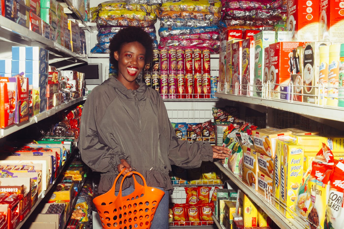 Customer at a retail shelf
